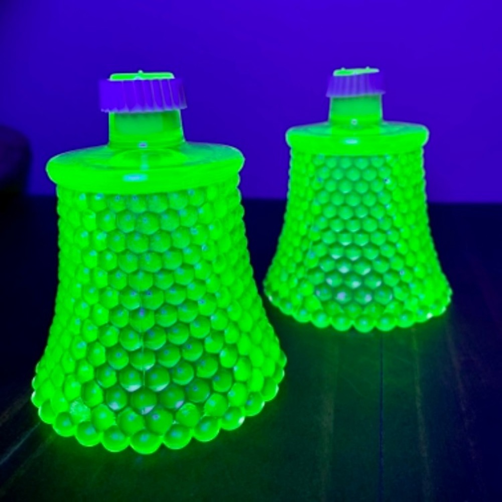 Vaseline glass hobnail votive candle holder